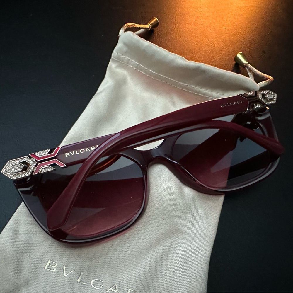 Bulgari Burgundy Sunglasses with Diamond Accents
